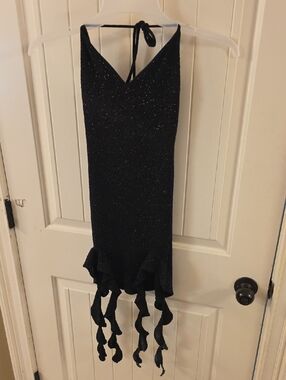 Windsor Black Sparkle Halter Mermaid Dress